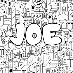 Coloring page first name JOE - City background