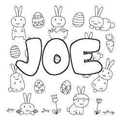 Coloring page first name JOE - Easter background