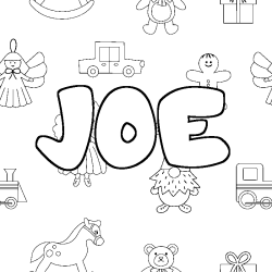 Coloring page first name JOE - Toys background