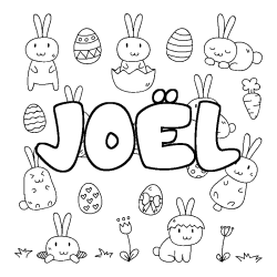 Coloring page first name JOËL - Easter background