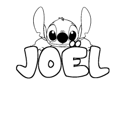 Coloring page first name JOËL - Stitch background