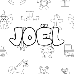 Coloring page first name JOËL - Toys background