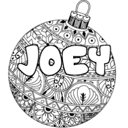 Coloring page first name JOEY - Christmas tree bulb background