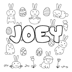 Coloring page first name JOEY - Easter background