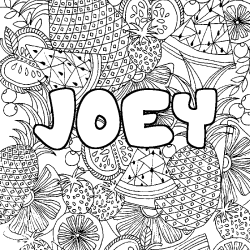 Coloring page first name JOEY - Fruits mandala background