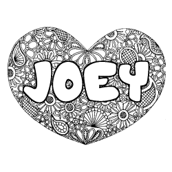 Coloring page first name JOEY - Heart mandala background