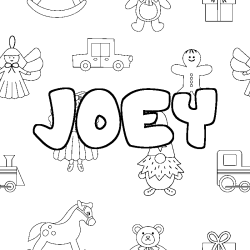 Coloring page first name JOEY - Toys background