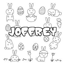 Coloring page first name JOFFREY - Easter background