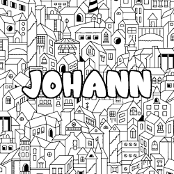 Coloring page first name JOHANN - City background