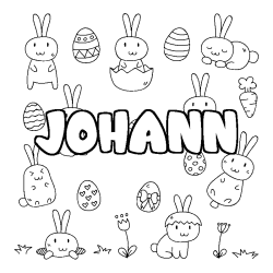 Coloring page first name JOHANN - Easter background