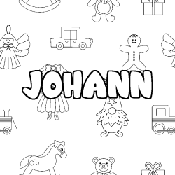 Coloring page first name JOHANN - Toys background