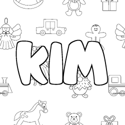 Coloring page first name KIM - Toys background