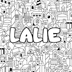 Coloring page first name LALIE - City background