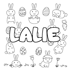 Coloring page first name LALIE - Easter background