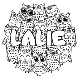 Coloring page first name LALIE - Owls background