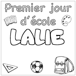 Coloring page first name LALIE - School First day background