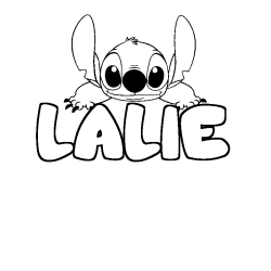 Coloring page first name LALIE - Stitch background