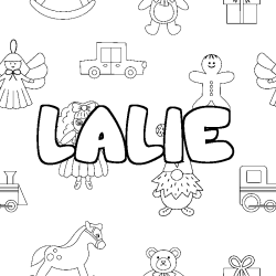 Coloring page first name LALIE - Toys background