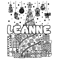 L&Eacute;ANNE - Christmas tree and presents background coloring