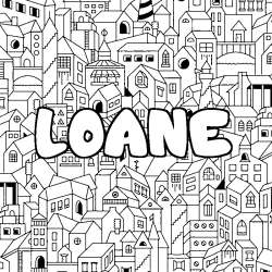 Coloring page first name LOANE - City background