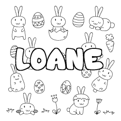 Coloring page first name LOANE - Easter background