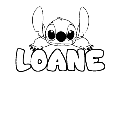 Coloring page first name LOANE - Stitch background