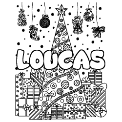 LOUCAS - Christmas tree and presents background coloring
