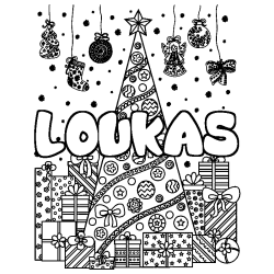 LOUKAS - Christmas tree and presents background coloring