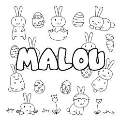 Coloring page first name MALOU - Easter background