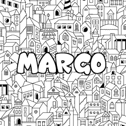 Coloring page first name MARGO - City background