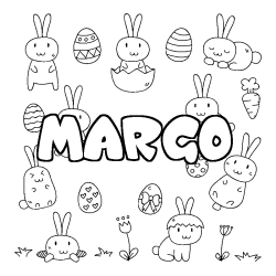 Coloring page first name MARGO - Easter background