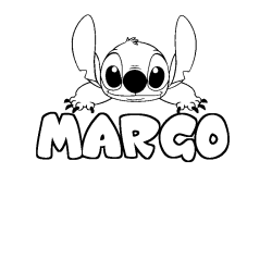 Coloring page first name MARGO - Stitch background