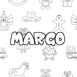 Coloring page first name MARGO - Toys background