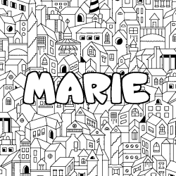 Coloring page first name MARIE - City background