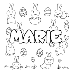 Coloring page first name MARIE - Easter background