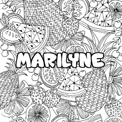 Coloring page first name MARILYNE - Fruits mandala background