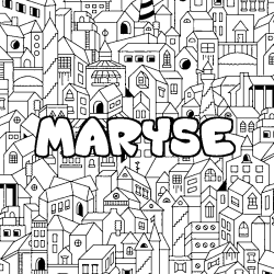 Coloring page first name MARYSE - City background