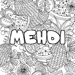 MEHDI - Fruits mandala background coloring