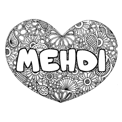 MEHDI - Heart mandala background coloring