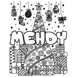 MEHDY - Christmas tree and presents background coloring