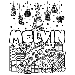 MELVIN - Christmas tree and presents background coloring