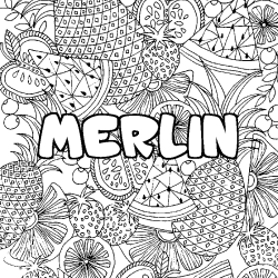 MERLIN - Fruits mandala background coloring