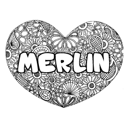 MERLIN - Heart mandala background coloring