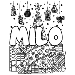 MILO - Christmas tree and presents background coloring