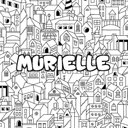 Coloring page first name MURIELLE - City background