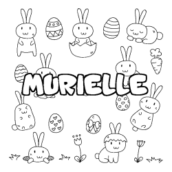 Coloring page first name MURIELLE - Easter background