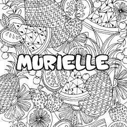 Coloring page first name MURIELLE - Fruits mandala background