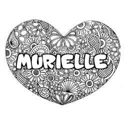 Coloring page first name MURIELLE - Heart mandala background