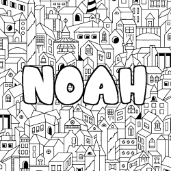 Coloring page first name NOAH - City background