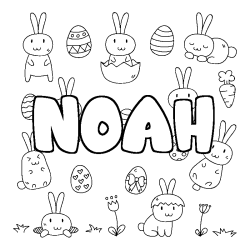 Coloring page first name NOAH - Easter background